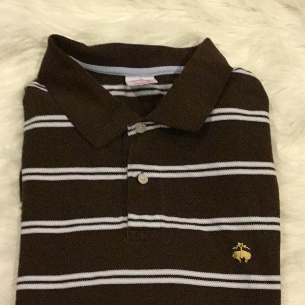 Brooks Brothers Brown/White Stripe SS Polo Size L